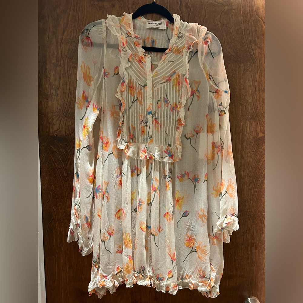 Zadig & Voltaire Rackel Mousseline Courtney Floral Sheer Dress M